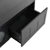 Vinsetto TV Stand with Fluted Tempered Glass Doors for TVs Up to 95", Media Console with APP-Controlled LED Light, 87" L x 16" W x 16" H, Black(m-12)