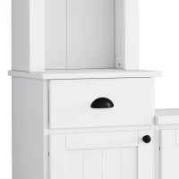 Minimalist Storage TV Stand for TVs Up to 75" with Adjustable Shelves, Entertainment Wall Unit Set for Living Room, 103" L x 15" W x 77" H, White(m-11)