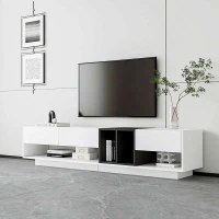 Vinsetto Functional TV Stand with Open and Hidden Storage, Sleek and Stylish TV Stand, Two-Tone Media Console for TVs Up to 80", White(m-4)