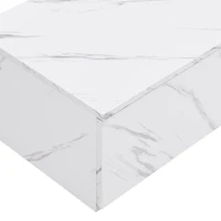 Vinsetto TV Stand with Faux Marble and Walnut Finish, Modular Entertainment Center for TVs up to 88", 4 Storage Drawers, White(m-12)