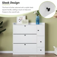 Vinsetto Versatile Shoe Cabinet with 3 Flip Drawers, Pull-Down Seat, and Adjustable Shelves, 47" L x 9.5" W x 47.5" H, White(m-6)