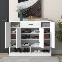 Sleek and Modern Shoe Cabinet with Adjustable Shelves, Minimalist Shoe Storage Organizer, Space-Saving Design, 47.5" L x 12" W x 39.5" H, White(m-4)