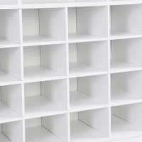 Sleek Design 24-Cubby Shoe Cabinet, Modern Shoe Cabinet with Curved Base, Versatile Sideboard, 45.5" L x 13" W x 35" H, White(m-10)