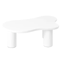 Cloud Coffee Table with 1.5" Thick Tabletop, 3 Sturdy Legs, Irregular End Table for Living Room, Easy Assembly, 44" L x 26" W x 15.5" H, White(m-12)
