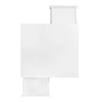 Exquisite High Gloss Coffee Table with 4 Golden Legs, 2 Small Drawers, and 2-Tier Square Design for Living Room, 33.5", White(m-13)