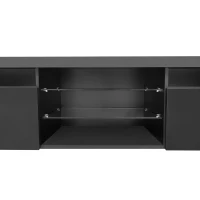 Vinsetto Unique Design TV Stand with 2 Glass Shelves, Ample Storage Space, LED Color Changing Lights, Fits TVs Up to 105", 94.5" L x 16" W x 17.5" H, Black(m-10)