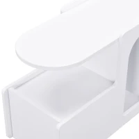 Mobile Multi-Layer Storage End Table with Lockable Wheels, Cream Style Side Table, 12" Narrow Nightstand, 31.5" L x 12" W x 21.5" H, White(m-11)