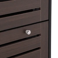 Minimalist Slim Shoe Cabinet with Hanging Hooks, 3 Flip Drawers, Adjustable Shelves, and Large Storage Capacity, 31.5" L x 9.5" W x 48" H, Black(m-11)