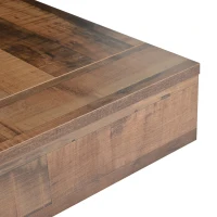 Farmhouse Wood Coffee Table with 2 USB Ports and Outlets, LED Light, Anti-Slip Foot Pads, Spliced Wood Grain, 31.5" L x 31.5" W x 16.5" H, White(m-11)