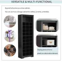 Contemporary Shoe Cabinet with Multiple Storage Capacity, Free Standing Tall Cabinet for Hallway or Bedroom, 24.5" L x 13" W x 74" H, Black(m-7)