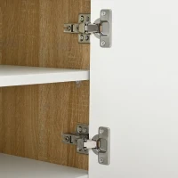 Luxury Fluted TV Stand with Storage Cabinets & Drawers, Smooth Media Console with Golden Wood Grain Legs, 75" L x 14" W x 18" H, White(m-10)