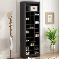 Contemporary Shoe Cabinet with Multiple Storage Capacity, Free Standing Tall Cabinet for Hallway or Bedroom, 24.5" L x 13" W x 74" H, Black(m-4)