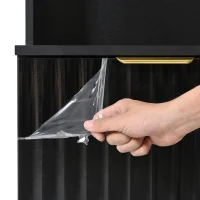 Modern Hall Tree with Bench, High Gloss Fluted Doors, 6 Gold Hooks, and Storage Cubbies, 49.5" L x 15.5" W x 75.5" H, Black+Gold(m-10)