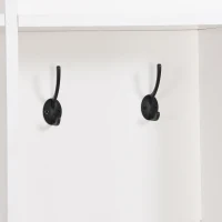 Wide Hall Tree with Storage Bench, Cube Storage, Shelves and 8 Hooks, Multifunctional Coat Rack, Shoe Cabinet, 67" L x 15" W x 72" H, White(m-11)