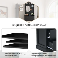 Vinsetto Vintage Style Hallway Coat Rack with 5 Metal Hooks and 2 Large Drawers, 38.5" Wide Entryway Bench with Metal Handles, MDF Veneer, Black(m-8)