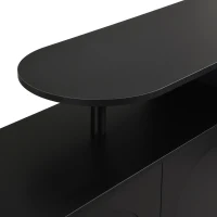 Elegant Shoe Cabinet with Arched Doors and Drawer, Adjustable Shelves, Solid Wood Legs, 47.5" L x 14.5" W x 43.5" H, Black(m-11)