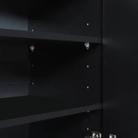 Storage Shoe Cabinet with 5 Metal Legs, Gold Lines Doors, Minimalist Sideboard Cabinet, Modern TV Stand, 63" L x 15" W x 31.5" H, Black(m-10)