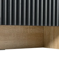 Luxury Fluted TV Stand with Storage Cabinets & Drawers, Smooth Media Console with Golden Wood Grain Legs, 75" L x 14" W x 18" H, Black(m-11)