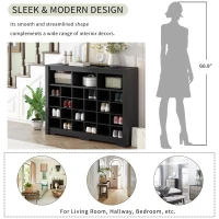 Modern 24-Cubby Shoe Cabinet, Sleek Design with Curved Base, Versatile Sideboard for Hallway, Bedroom, Living Room, Black(m-5)