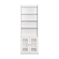 Elegant Tall Cabinet with Acrylic Door, Adjustable Shelves, and Graceful Curves, 27.5" L x 14.5" W x 78.5" H, White(m-2)