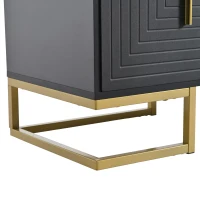 Vinsetto Modern TV Stand with Metal Legs and Gold Handles for TVs Up to 80", Media Console Table with Cabinets and Adjustable Shelves, Black+Gold(m-9)