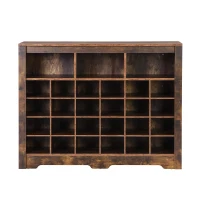 Modern Shoe Cabinet with 24 Cubbies, Versatile Sideboard, Sleek Design, Particle Board, 45.5" L x 13" W x 35" H, Rustic Brown(m-2)
