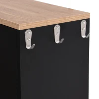 Vinsetto Narrow Design Shoe Cabinet with 3 Flip Drawers, Wood Grain Top, Adjustable Shelves, and 3 Hooks, 31.5" L x 9.5" W x 48" H, Black(m-10)