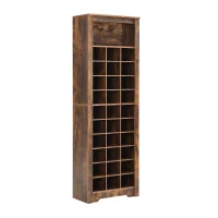 Contemporary Shoe Cabinet with 30 Cubbies, Free Standing Tall Storage Cabinet for Hallway or Bedroom, 24.5" L x 13" W x 74" H, Rustic Brown(m-2)