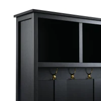 Vinsetto Versatile 4-in-1 Hall Tree with 6 Golden Hooks, Brown Wood Grain Bench, Multiple Storage Spaces, and 2 Drawers, 47" L x 15.5" W x 76.5" H, Black(m-11)