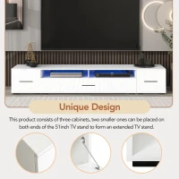 Vinsetto 82.5" Minimalist TV Stand for 90+" TV with Color Changing LED Lights, High Gloss Finish, Modern Entertainment Center, White(m-5)