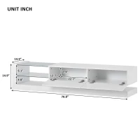 Vinsetto 71" TV Stand for 75" TV with Media Storage Cabinets, 16-Color RGB LED Lights, Modern High Gloss Entertainment Center, White(m-3)