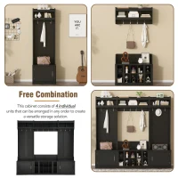 Vinsetto 4-in-1 Wide Storage Hall Tree with Bench and Shoe Cubbies, Multi-functional Entryway Coat Rack, 82.5" L x 15.5" W x 78.5" H, Black(m-5)