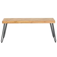 Rectangle Natural Wood Coffee Table with Metal Black Chevron Pattern Legs, Cocktail Table for Living Room, Easy Assembly, 43" L x 19.5" W x 18" H(m-12)