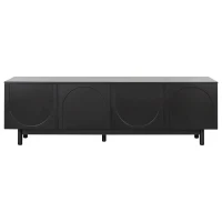 Vinsetto Graceful TV Stand with Arch Cabinets for TVs Up to 78", Minimalist Entertainment Center with Solid Wood Legs and Adjustable Shelves, Black(m-2)