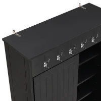 Vinsetto Multifunctional Hall Tree with Storage Bench, Hallway Shoe Cabinet with Shelves, Mudroom Coat Storage with Hanging Hooks for Entryways, Black(m-10)
