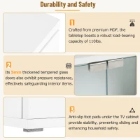 Vinsetto Modern APP Controlled LED TV Stand for TVs Up to 105", Faux Marble Media Console, with Tempered Glass Doors, 2 Drawers & Cabinets, White(m-8)