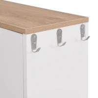 Vinsetto Narrow Design Shoe Cabinet with 3 Flip Drawers, Wood Grain Top, Adjustable Shelves, and 3 Hooks, 31.5" L x 9.5" W x 48" H, White(m-9)