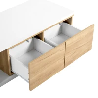 Vinsetto Extendable Coffee Table with 2 Storage Drawers, Dual-tone Wood Center Table with Sliding Tabletop, Multi-functional Hidden Storage, White(m-9)