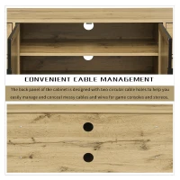 Vinsetto Elegant Rattan TV Stand for TVs up to 65", Boho Style Media Console with Adjustable Shelves and Cable Management, Brown(m-7)