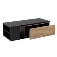 Vinsetto Extendable Coffee Table with 2 Storage Drawers, Dual-tone Wood Center Table with Sliding Tabletop, Multi-functional Hidden Storage, Black(m-13)