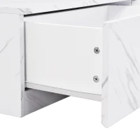 Vinsetto TV Stand with Faux Marble and Walnut Finish, Modular Entertainment Center for TVs up to 88", 4 Storage Drawers, White(m-11)