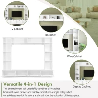 Vinsetto Modern Large Wall Unit Entertainment Center with Bookshelves for TVs Up to 78", 4-in-1 TV Stand with Cabinets, Open Shelves, White(m-7)