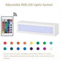 Vinsetto Wall Mount Floating TV Stand with 4 Media Storage Cabinets, 2 Shelves, and 16-Color RGB LED Lights for 95+" TV, White(m-7)