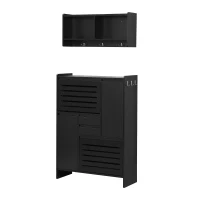 Vinsetto Multi-Functional Shoe Cabinet with Wall Cabinet, Space-Saving Design, 2 Flip Drawers, Versatile Side Cabinet for Hallway, Black(m-13)