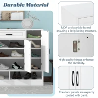 Sleek and Modern Shoe Cabinet with Adjustable Shelves, Minimalist Shoe Storage Organizer, Space-Saving Design, 47.5" L x 12" W x 39.5" H, White(m-8)