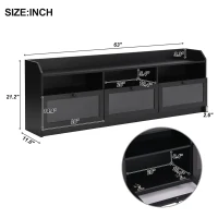 Vinsetto Sleek & Modern TV Stand with Acrylic Board Door, Media Console for TVs Up to 65", Ample Storage Space, 63" L x 12" W x 21.5" H, Black(m-3)