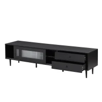 Vinsetto Chic Elegant Design TV Stand with Sliding Fluted Glass Doors, Media Console for TVs Up to 75", Modern TV Cabinet with Ample Storage Space, Black(m-12)