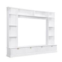 Vinsetto Modern Large Wall Unit Entertainment Center with Bookshelves for TVs Up to 78", 4-in-1 TV Stand with Cabinets, Open Shelves, White(m-13)