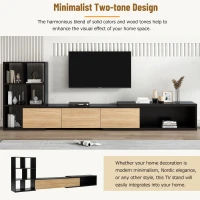 Vinsetto Extendable TV Stand with 3-Tier Bookshelves, Adjustable Center with Storage Cabinets, Sliding Tabletop Media Console for TVs up to 110", Black(m-5)