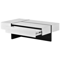 Vinsetto Contemporary Rectangle Coffee Table with Large Drawer, Modern High Gloss Surface, 45" L x 25.5" W x 13.5" H, White(m-13)